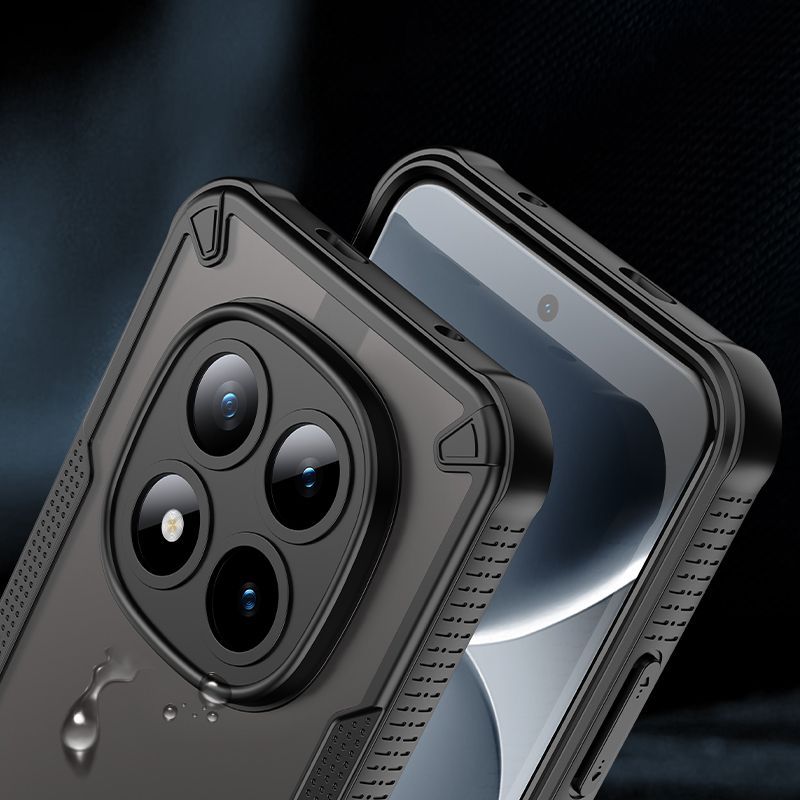Etui Tech-Protect Rugged Shield MagSafe do Xiaomi Redmi Note 15 Pro 5G, matowe przydymione z czarną ramką.
